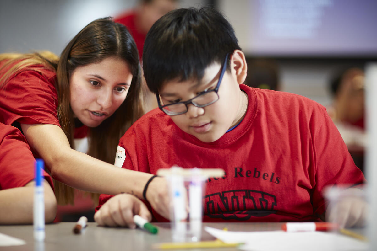 Erika Torres teaches a fifth-grader