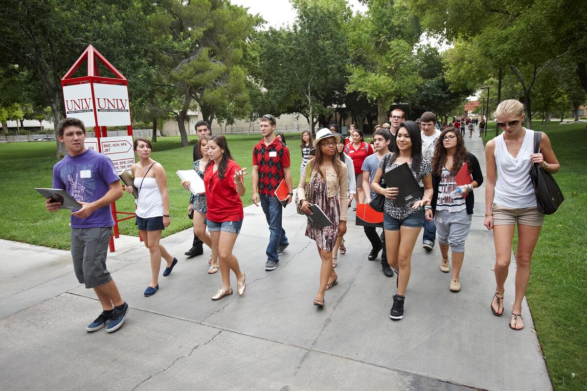 Group of people walking outside