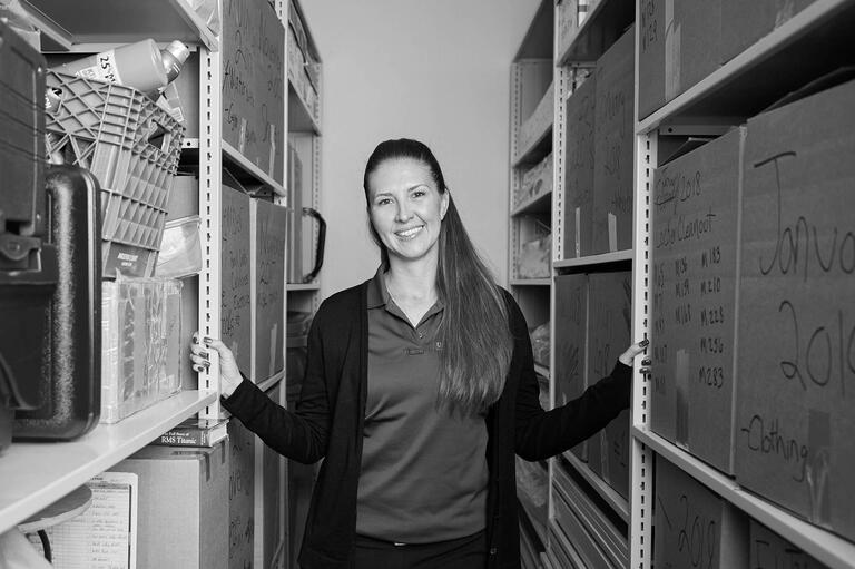 woman in storage room