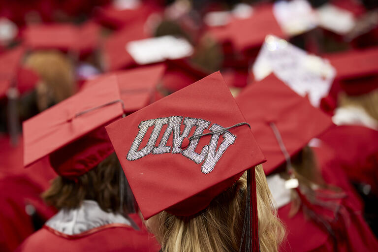 Top of grad cap during Winter 2021 Commencement