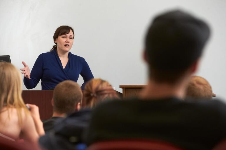 Instructor teaching a class.