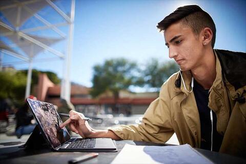 Student using tablet